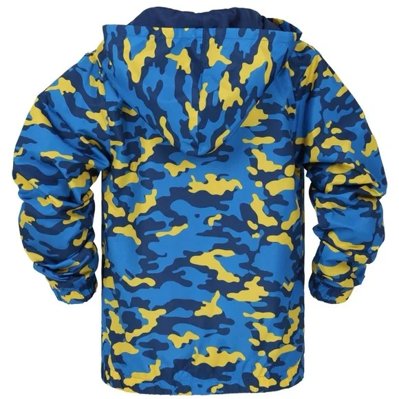 Cub Scout BSA Scouting Blue Gold Camo Hooded Windbreaker Jacket Coat Youth Sz L - Picture 4 of 14